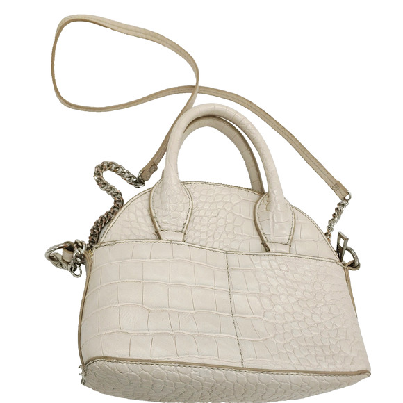 Zara Crossbody Mini Purse Ivory Faux Pebbled Leather Convertible Handbag - Picture 2 of 14